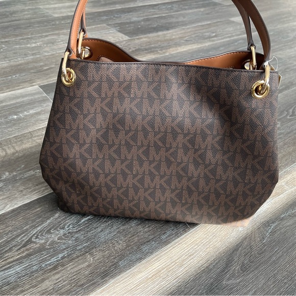 Michael Kors Raven Dark Brown Monogram Large Shoulder Tote - Picture 3 of 6